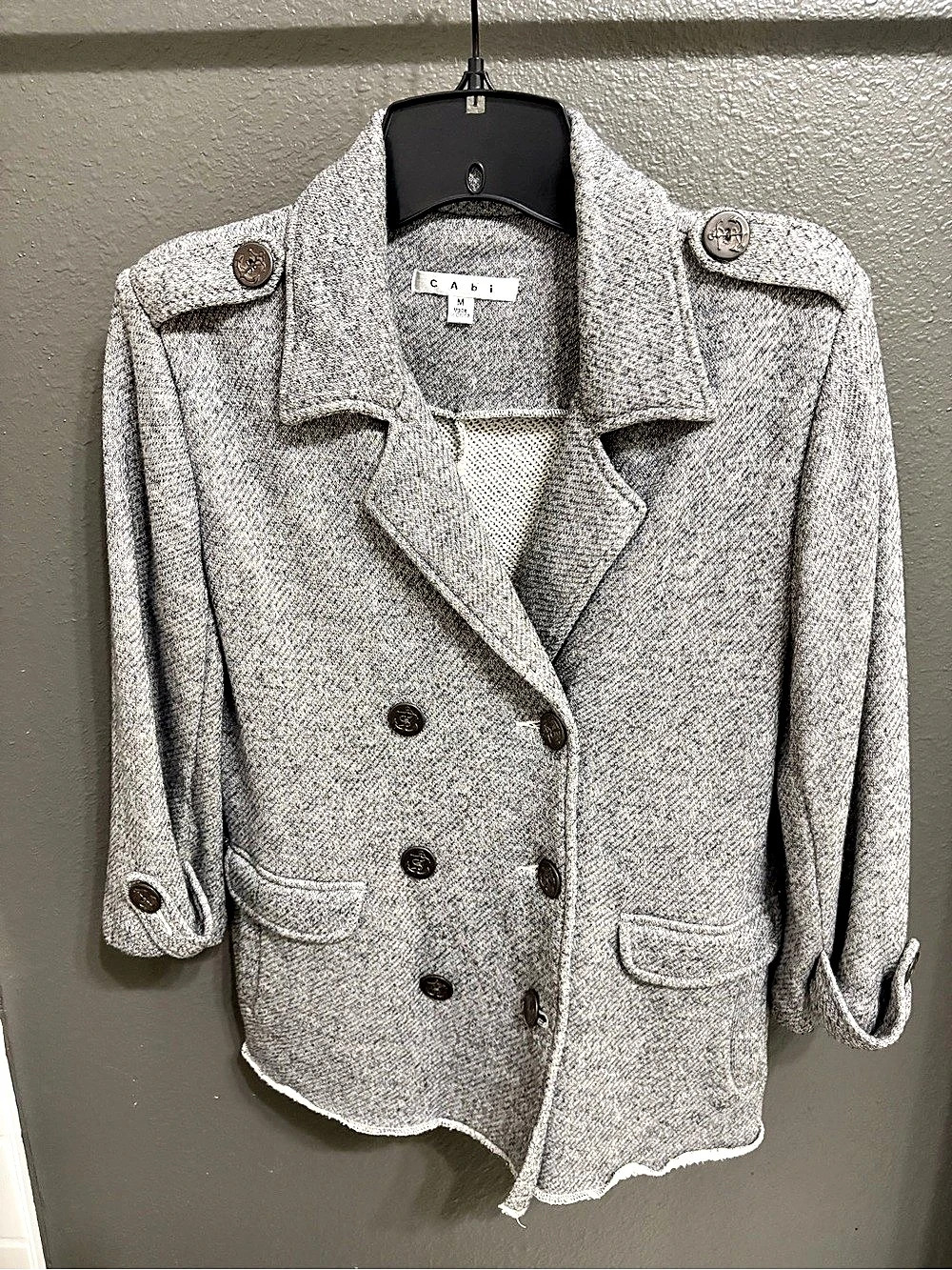 Cabi Regency Jacket Women's Gray & White Blazer Size Medium